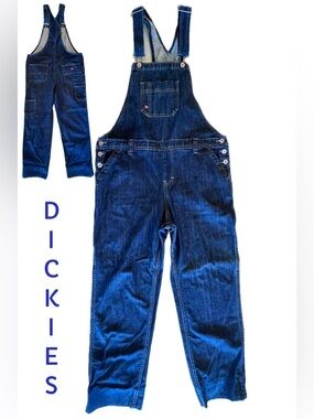 Dickies Denim Bib Carpenter Overalls Unisex Sz Medium Approximately 3” Hem
